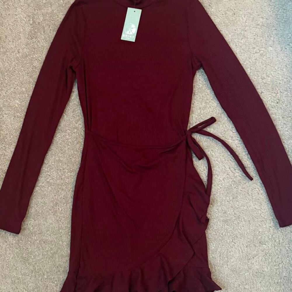 Blue blush burgundy ribbed mini dress size medium
